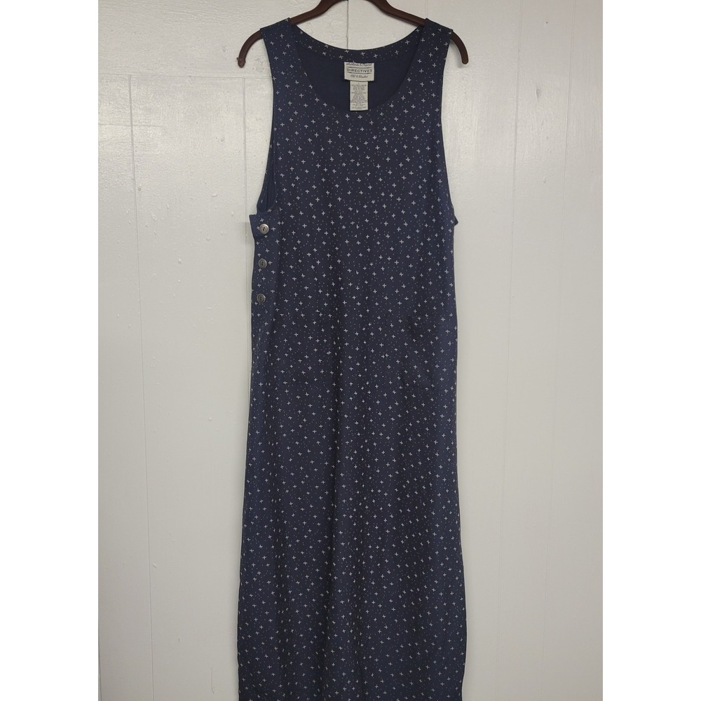 Vintage Directives Blue Maxi Jumper Dress Tank  Button Cottage Fairy 90s Sz L‎